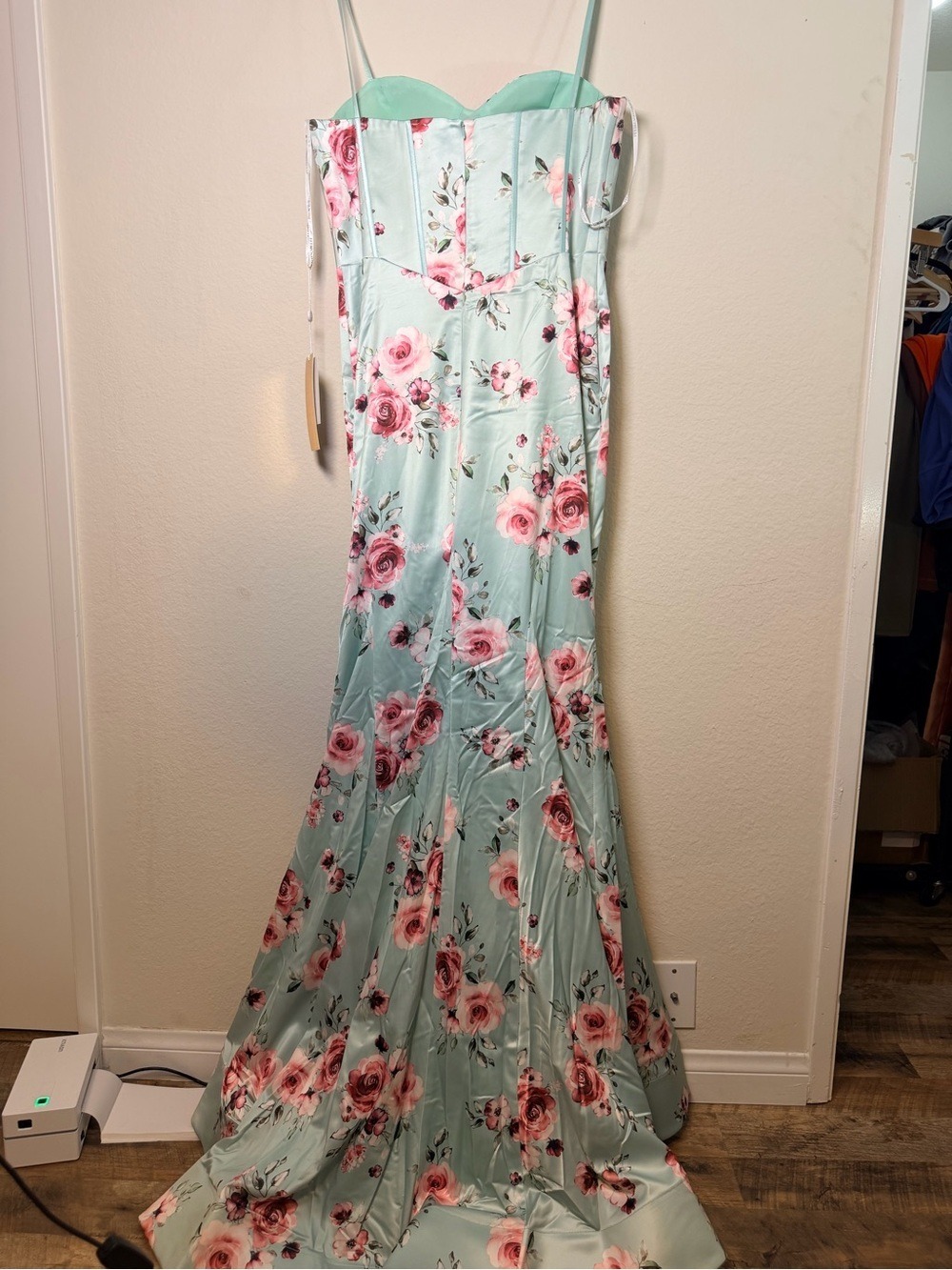 Portia & Scarlett PS26000 Mint Floral Corset Mermaid Gown 12 NWT $499 - Picture 10 of 13